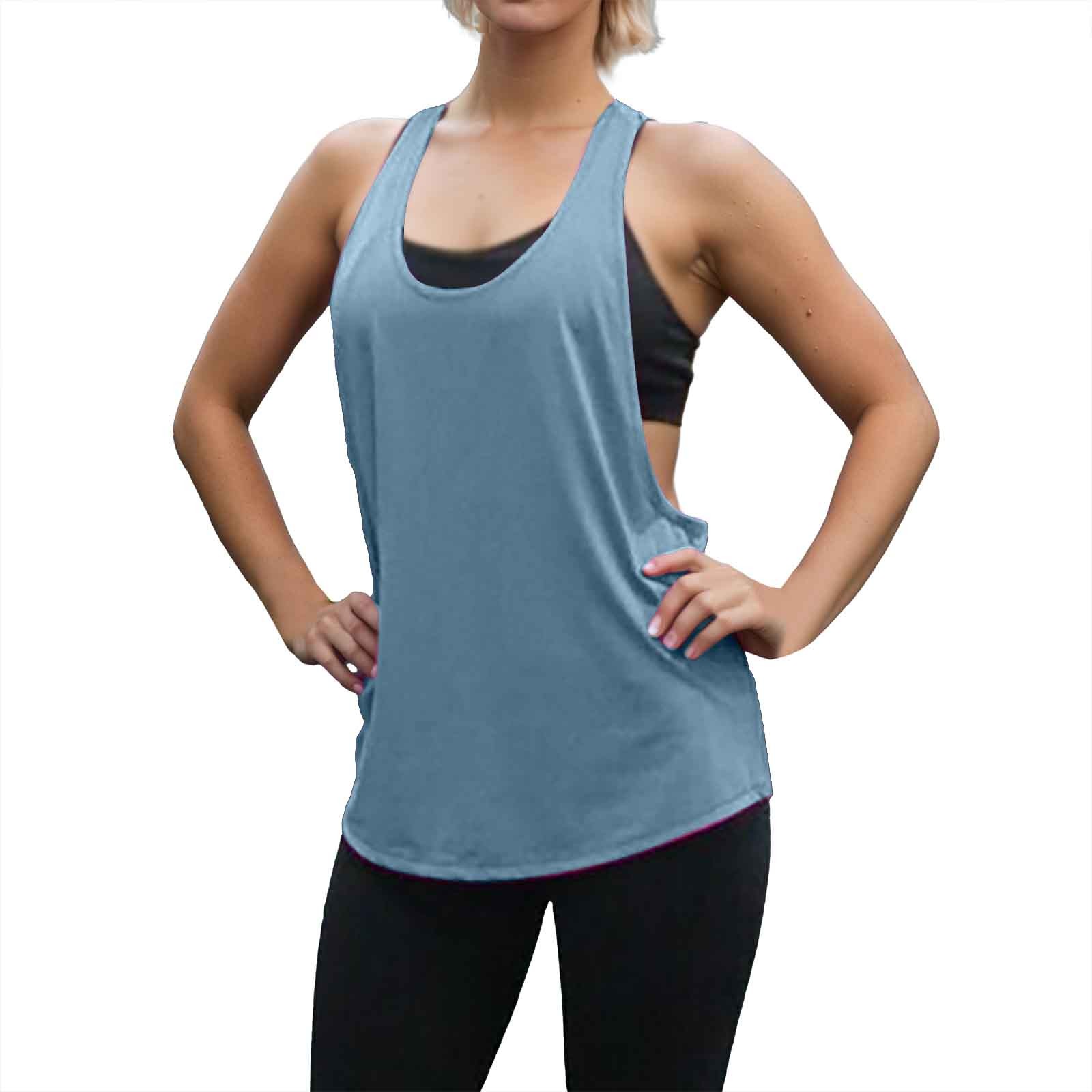 Chaleco deportivo sin mangas con cuello bajo en forma de T para mujer: top deportivo holgado de secado rápido y absorción del sudor